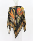 Etro Bird Print Georgette Poncho Top Size O/S