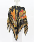 Etro Bird Print Georgette Poncho Top Size O/S