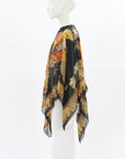 Etro Bird Print Georgette Poncho Top Size O/S