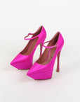 Amina Muaddi Satin 'Yigit' Platform Pumps Size 37