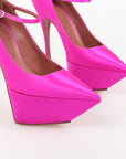 Amina Muaddi Satin 'Yigit' Platform Pumps Size 37