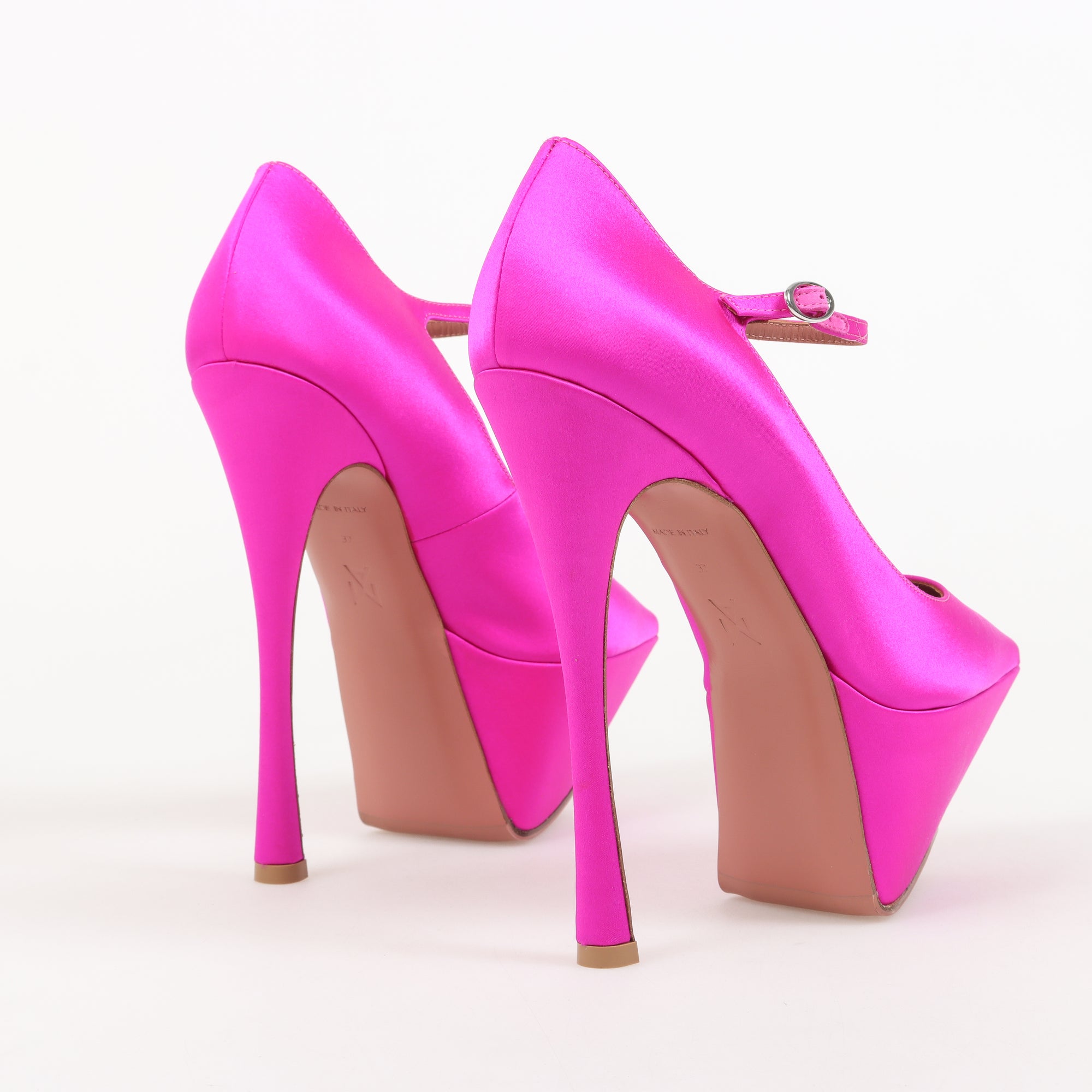 Amina Muaddi Satin &#39;Yigit&#39; Platform Pumps Size 37