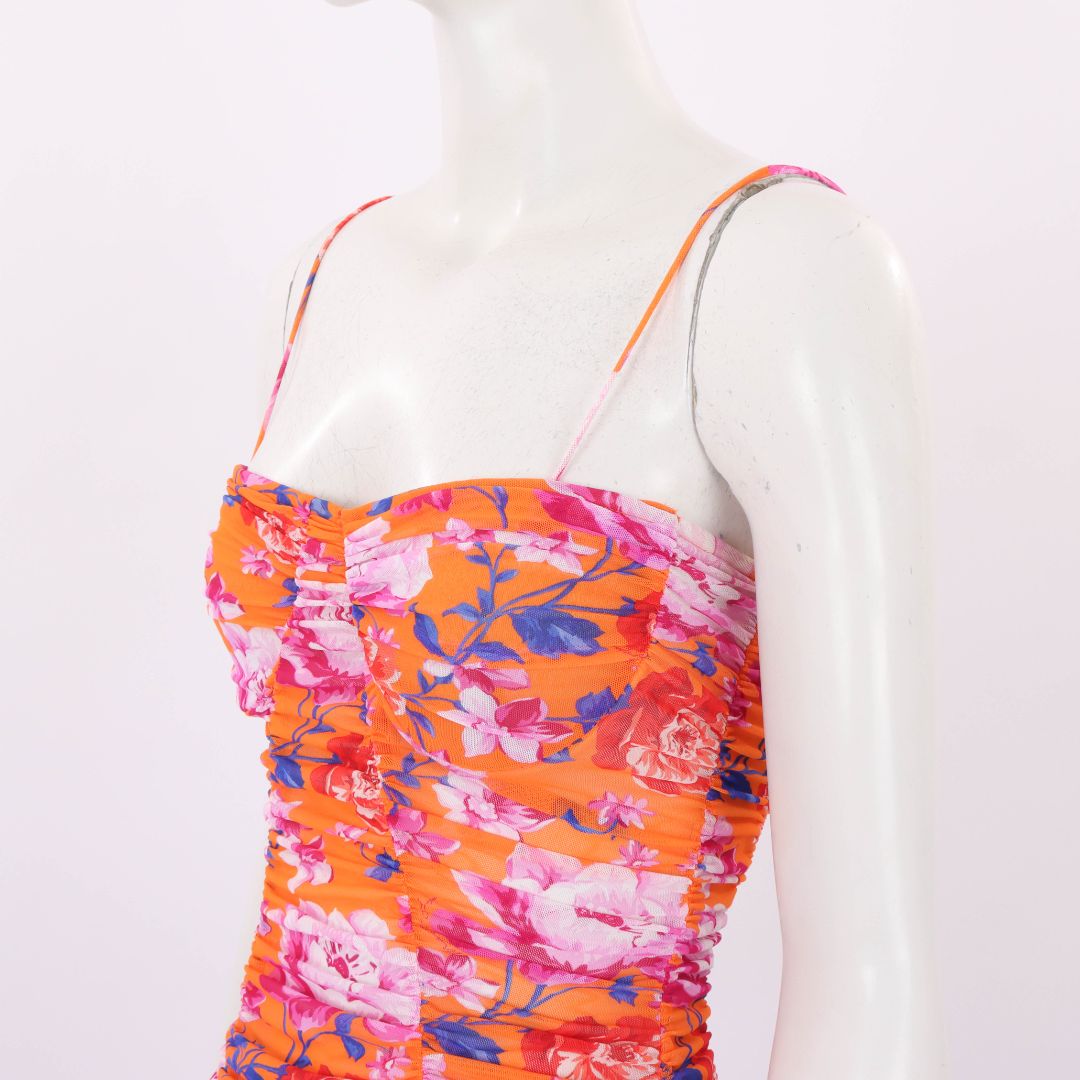 Magda Butrym Ruched Floral Midi Dress Size 36 | AU 8