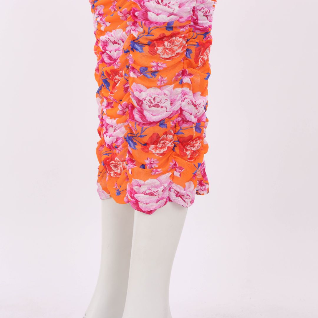 Magda Butrym Ruched Floral Midi Dress Size 36 | AU 8