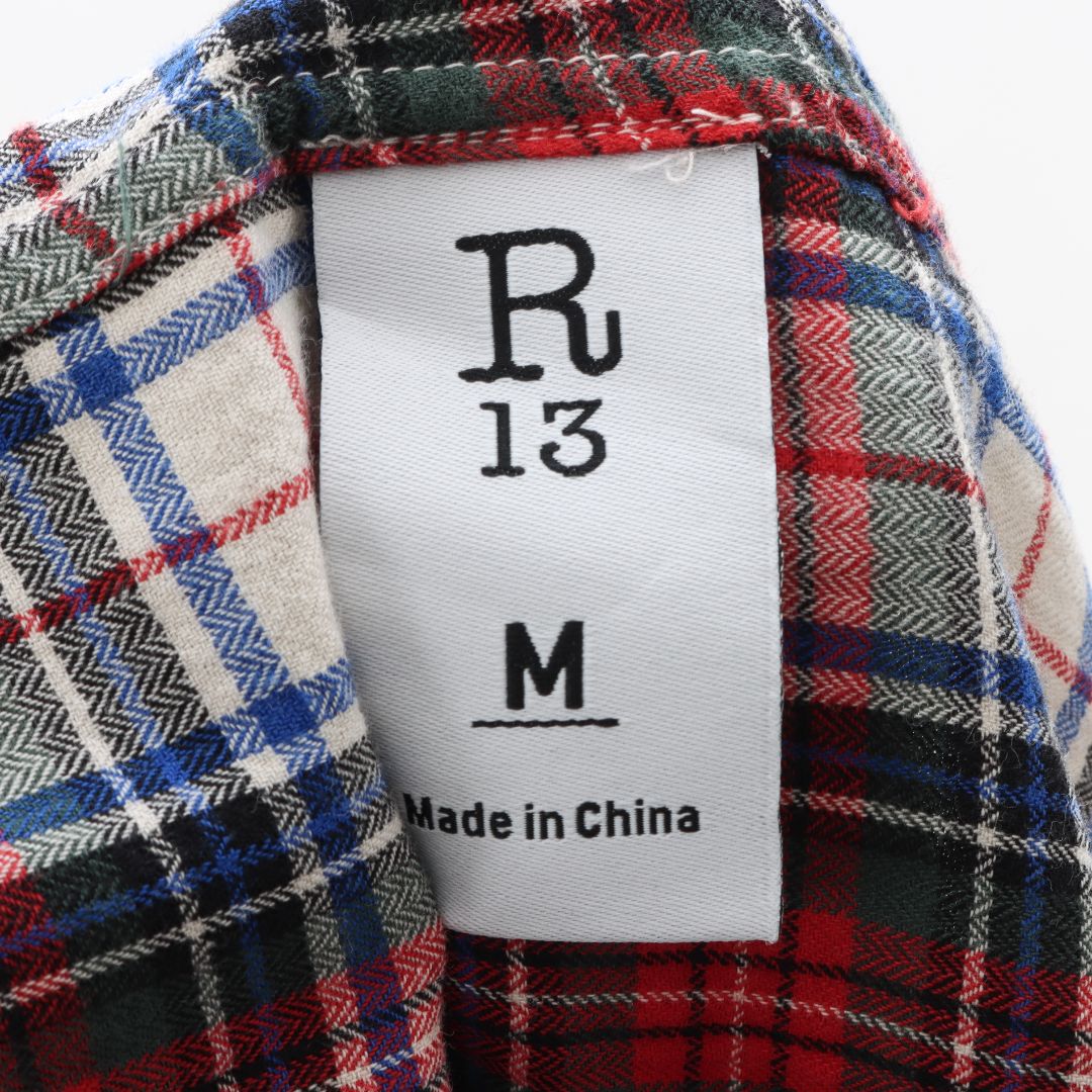 R13 Cotton Plaid Shirt Size M