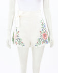 Zimmermann 'Juliette' Cross Stitch Linen Shorts Size 0