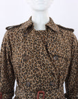 R13 Leopard Print Raglan Sleeve Trench Coat Size Small