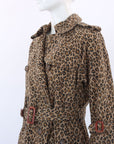 R13 Leopard Print Raglan Sleeve Trench Coat Size Small