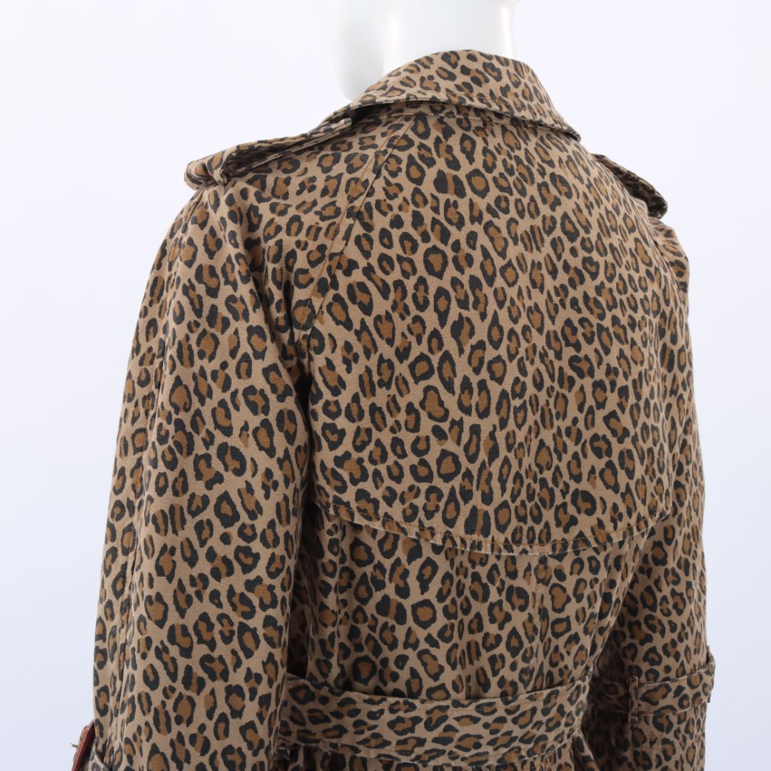 R13 Leopard Print Raglan Sleeve Trench Coat Size Small