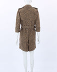 R13 Leopard Print Raglan Sleeve Trench Coat Size Small