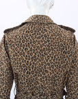 R13 Leopard Print Raglan Sleeve Trench Coat Size Small
