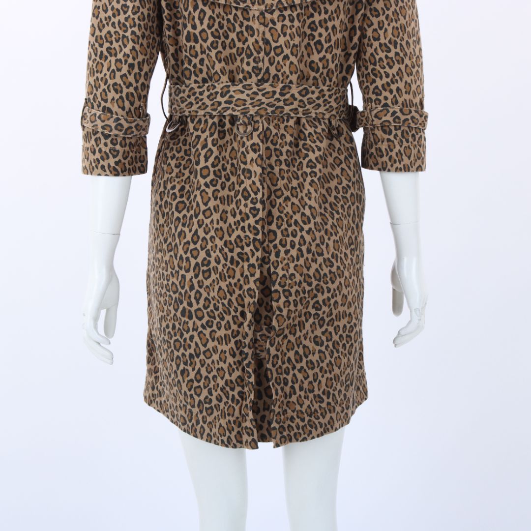 R13 Leopard Print Raglan Sleeve Trench Coat Size Small
