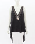 Camilla Silk V Neck Embellished Tunic Top Size Small