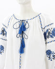 Embroidered Gem Embroidered Linen Blouse Size O/S