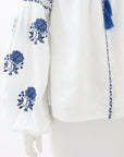 Embroidered Gem Embroidered Linen Blouse Size O/S