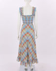 Ganni Checked Seersucker Midi Dress Size 32 | AU 4-6