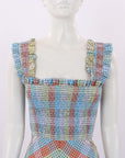 Ganni Checked Seersucker Midi Dress Size 32 | AU 4-6