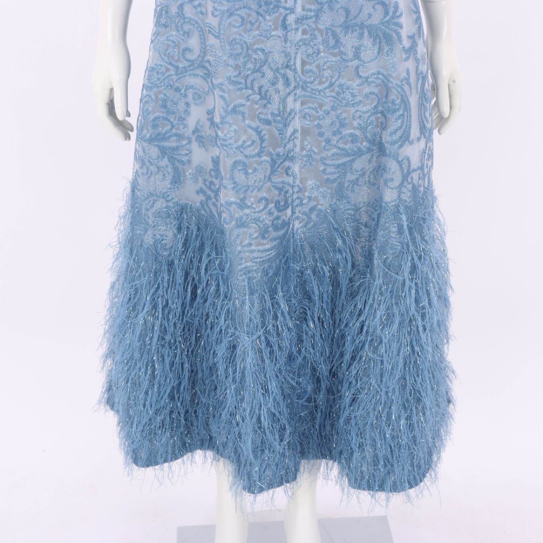 Ganni Feather Trim Baroque Skirt Size 38 | AU 10