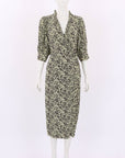 Ganni Printed Wrap Midi Dress Size 38 | AU 10