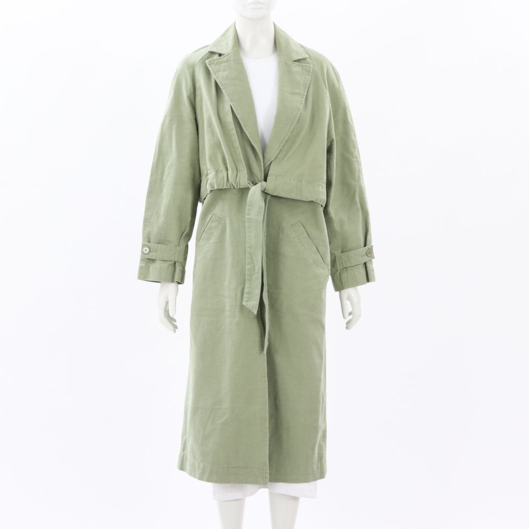 Flannel Cotton Trench Coat Size Small