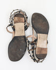 Valentino Leather Rockstud Caged Flat Sandals Size 39