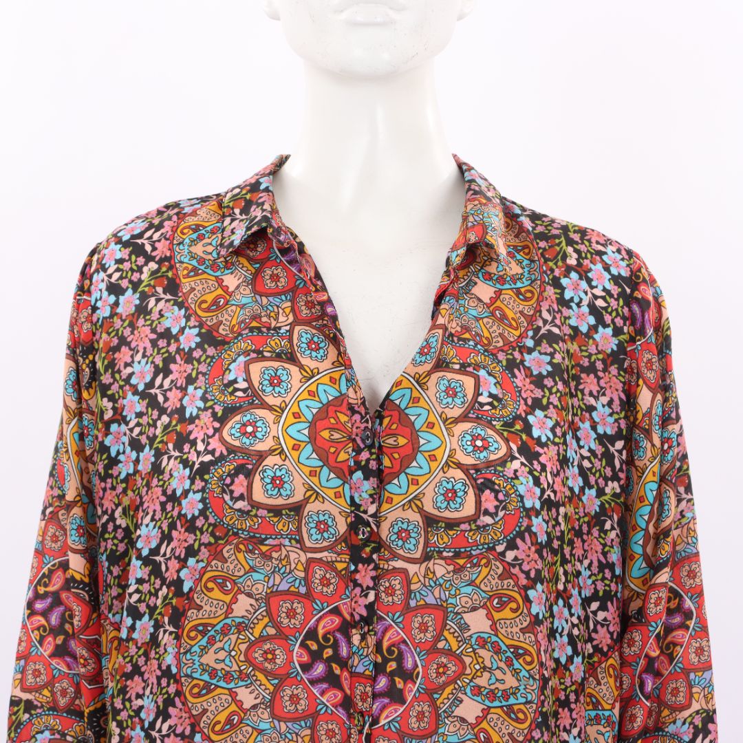 Johnny Was Silk Print Maxi Dress Size Large