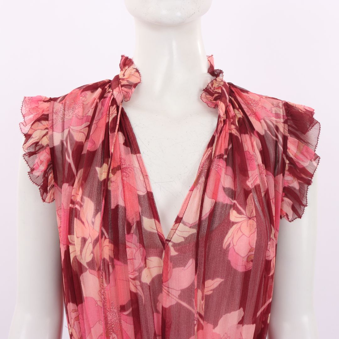 Zimmermann 'Concert' Flutter Silk Midi Dress Size 2