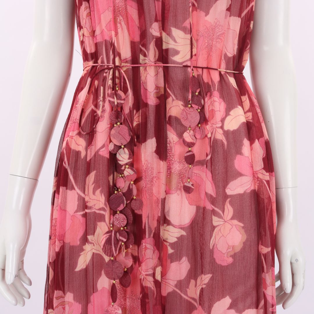 Zimmermann 'Concert' Flutter Silk Midi Dress Size 2