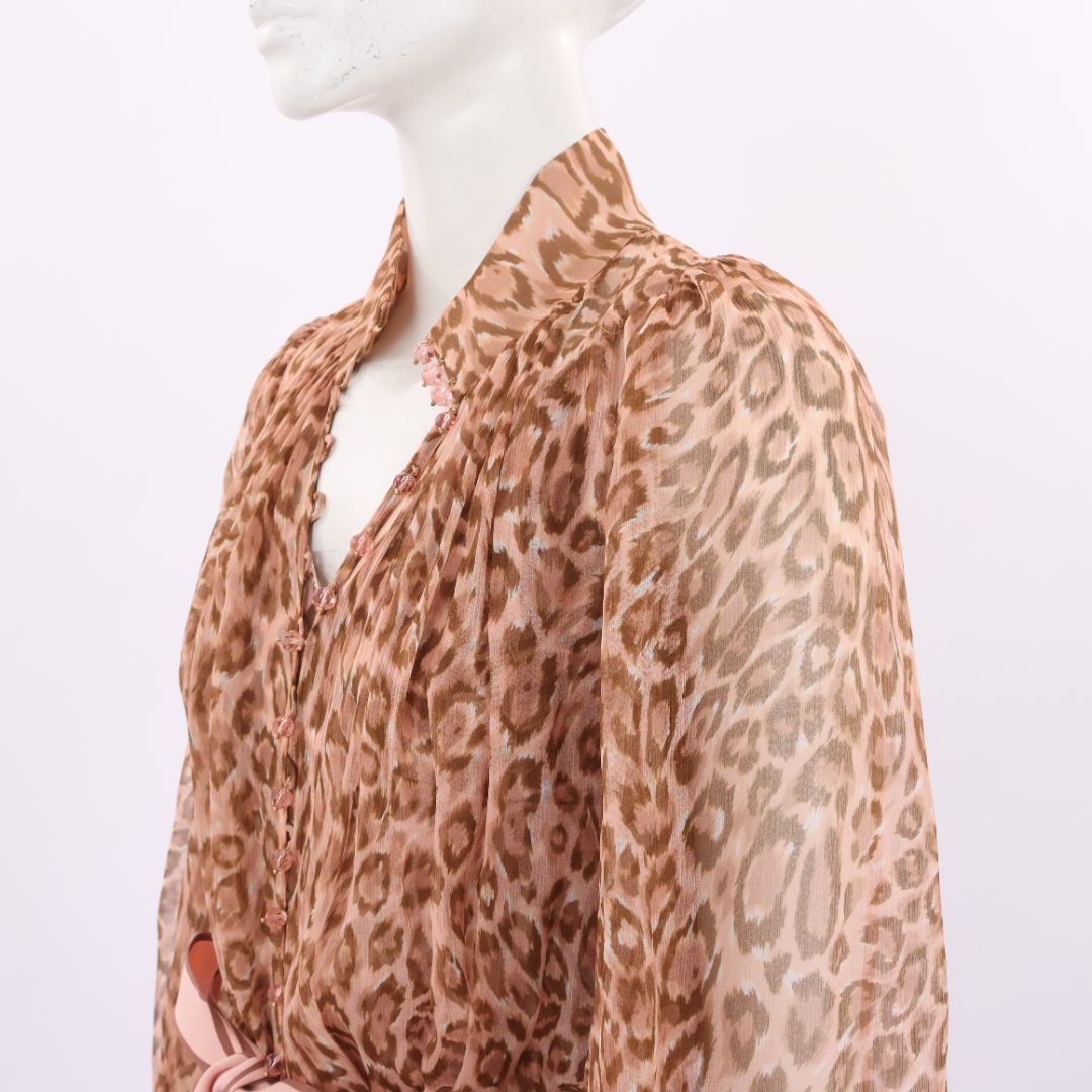 Zimmermann Leopard Print Silk Midi Dress Size 2