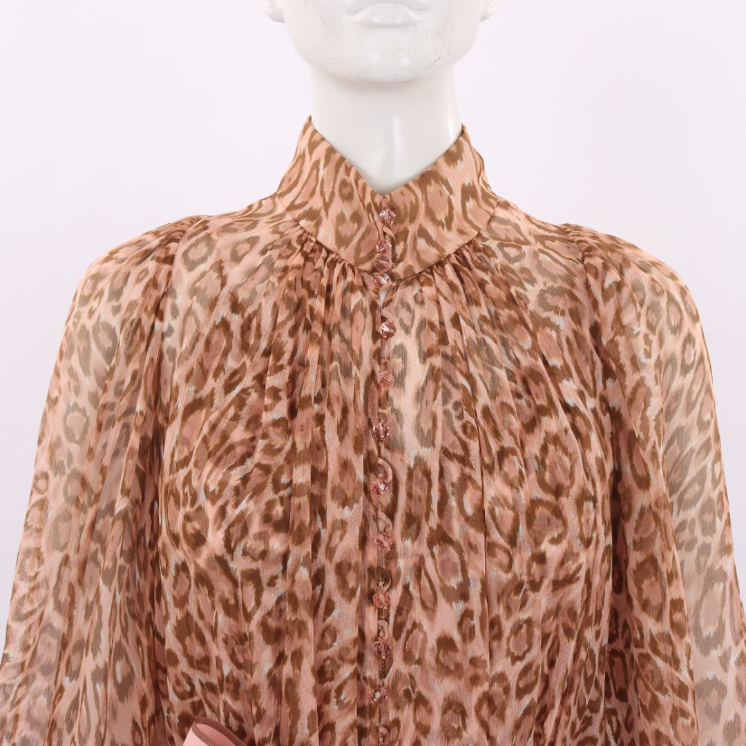 Zimmermann Leopard Print Silk Midi Dress Size 2