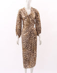 Scanlan Theodore Silk Leopard Print Wrap Dress Size 8