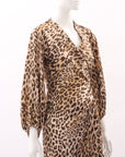 Scanlan Theodore Silk Leopard Print Wrap Dress Size 8