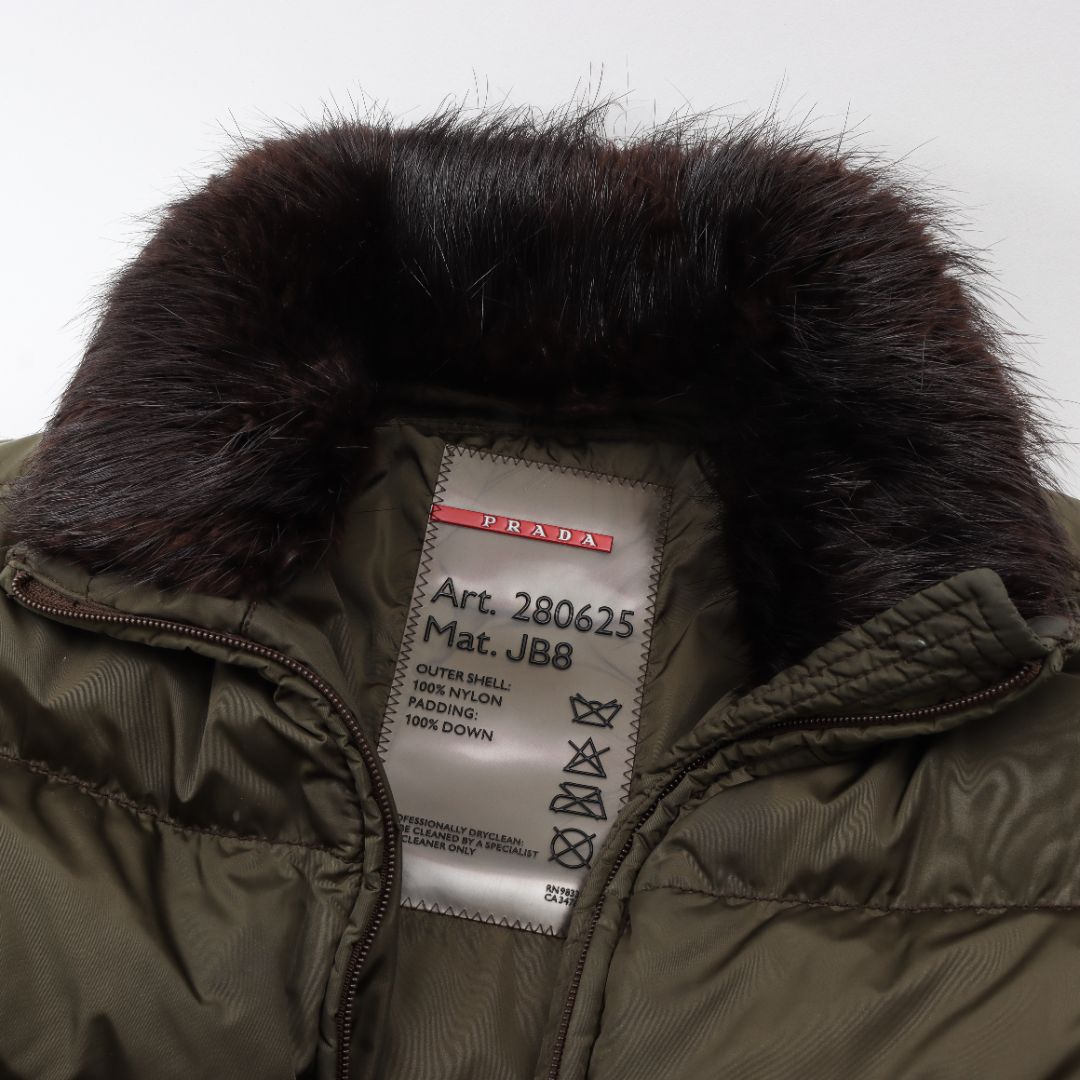 Prada Fur Trim Puffer Jacket Size IT 38 | AU 6