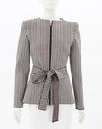 Scanlan Theodore Houndstooth Crepe Knit Jacket with Belt Size Medium