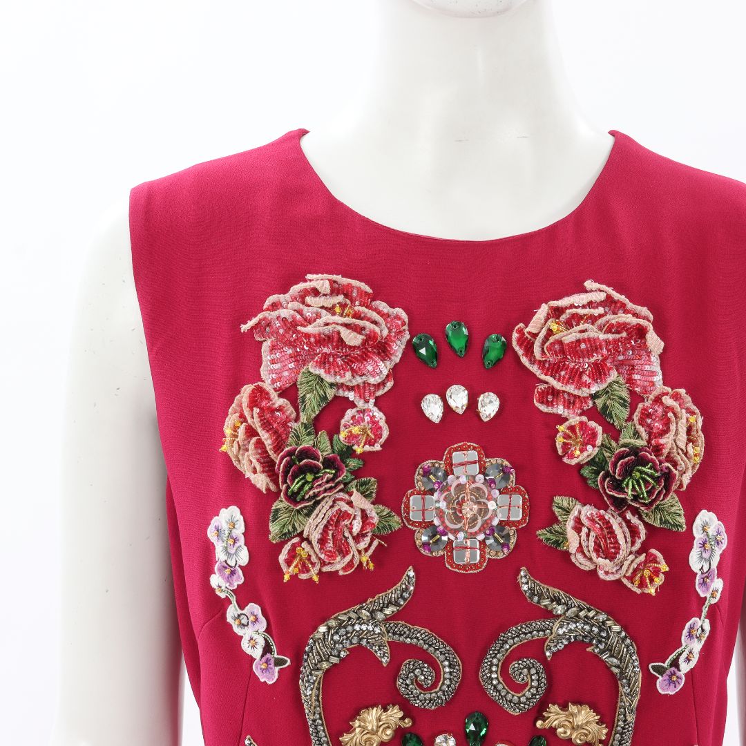 Dolce &amp; Gabbana Fluted Embellished Dress Size IT 48 | AU 16