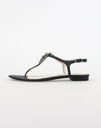 Chanel Leather T Strap Flat Sandals Size 40