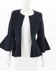 Scanlan Theodore Crepe Knit Zip Up Ruffle Jacket Size Medium