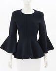 Scanlan Theodore Crepe Knit Zip Up Ruffle Jacket Size Medium