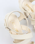 Chanel Patent Multi Strap Block Heel Sandals Size 37.5