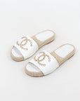 Chanel 2020 CC Crystal Espadrille Slides Size 35