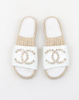 Chanel 2020 CC Crystal Espadrille Slides Size 35