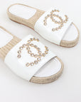 Chanel 2020 CC Crystal Espadrille Slides Size 35