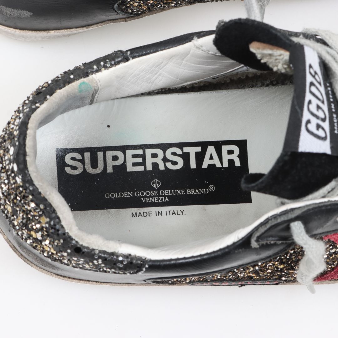 Golden Goose Leather and Glitter &#39;Superstar&#39; Sneakers Size 37