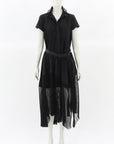 Sacai Pleated Poplin and Chiffon Midi Dress Size 2