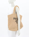 Prada Raffia Logo Tote Bag