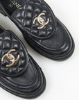 Chanel Quilted Leather Turnlock Loafers Size 37