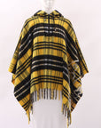 Christian Dior Plaid Fringe Hem Poncho One Size