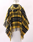 Christian Dior Plaid Fringe Hem Poncho One Size