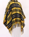 Christian Dior Plaid Fringe Hem Poncho One Size