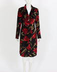 Dolce & Gabbana Velvet Rose Print Duster Coat Size IT 44 | AU 12